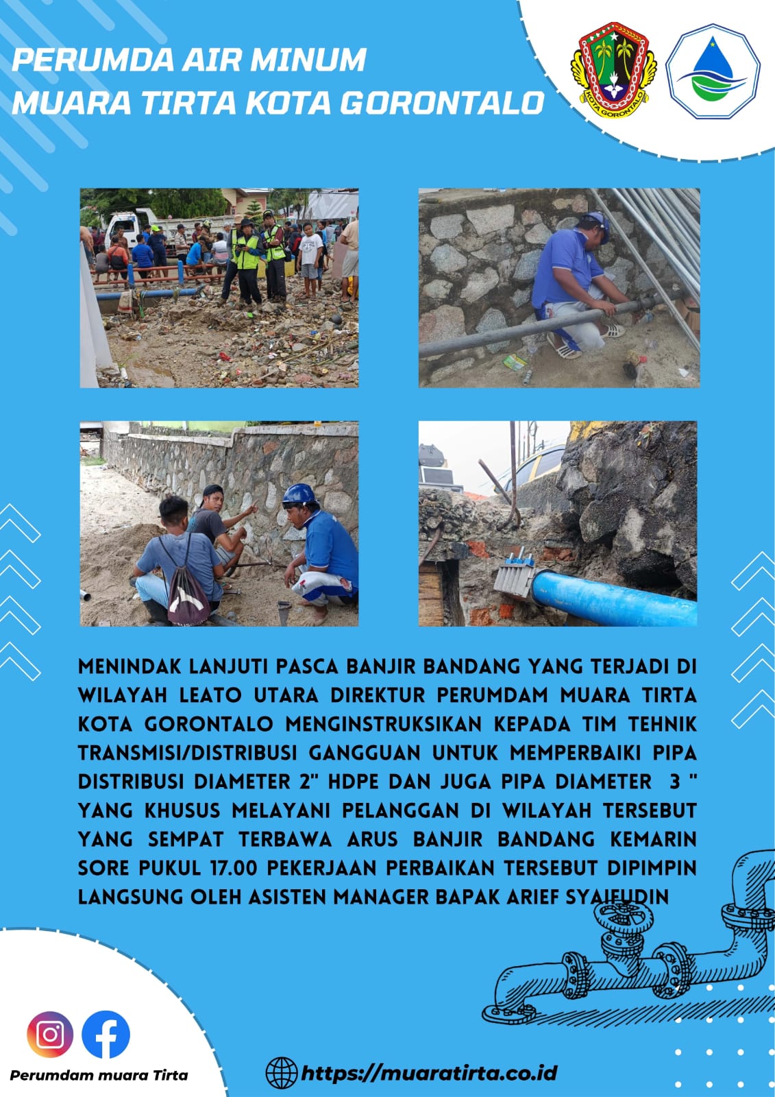 Perbaikan Pipa Distribusi Pasca Banjir Bandang Leato Utara