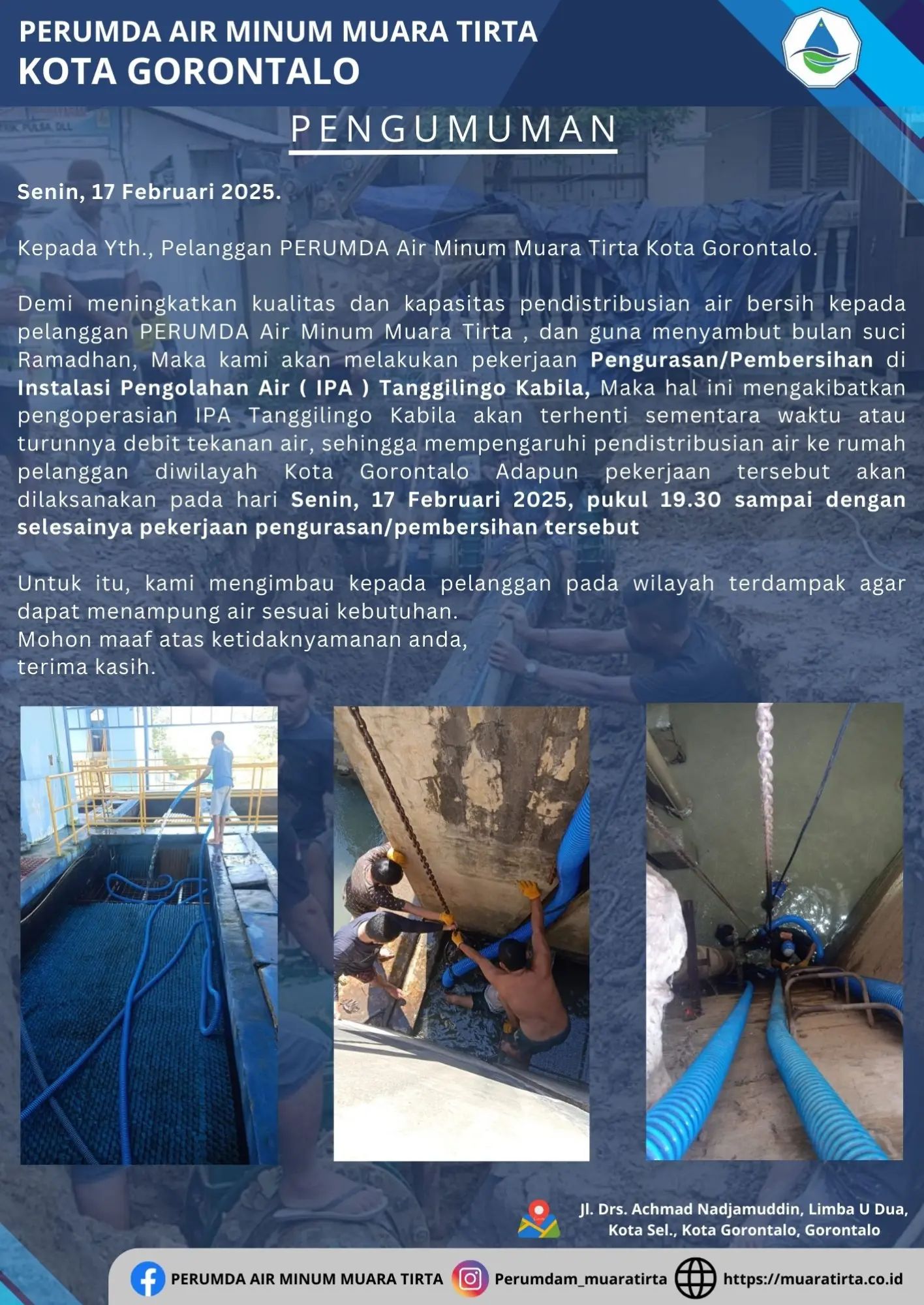 PENGURASAN/PEMBERSIHAN INSTALASI INDUK KABILA